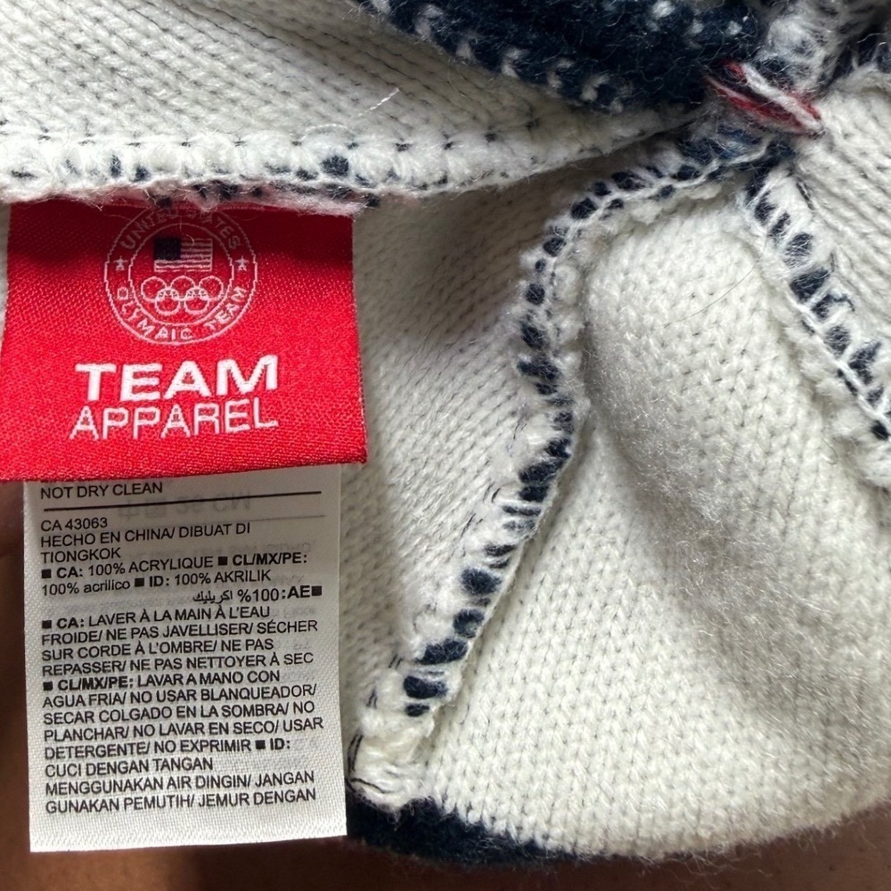 Team USA Olympic Knit Pom Beanie Hat Navy Red White One Size Winter USA - Picture 4 of 8